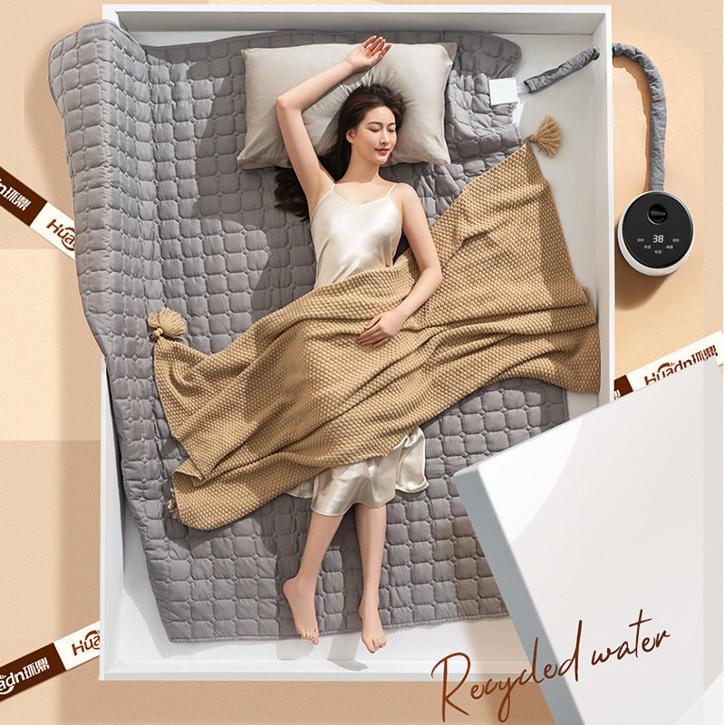 Dual-System Electric & Water Heating Blanket with External Circulation - Fast Heating, Long-Lasting Constant Temperature, Silent Operation, Overheat & Water Shortage Protection, 150W+ Power, 110V, Light Brown - Large Bed/Whole Room Heating,