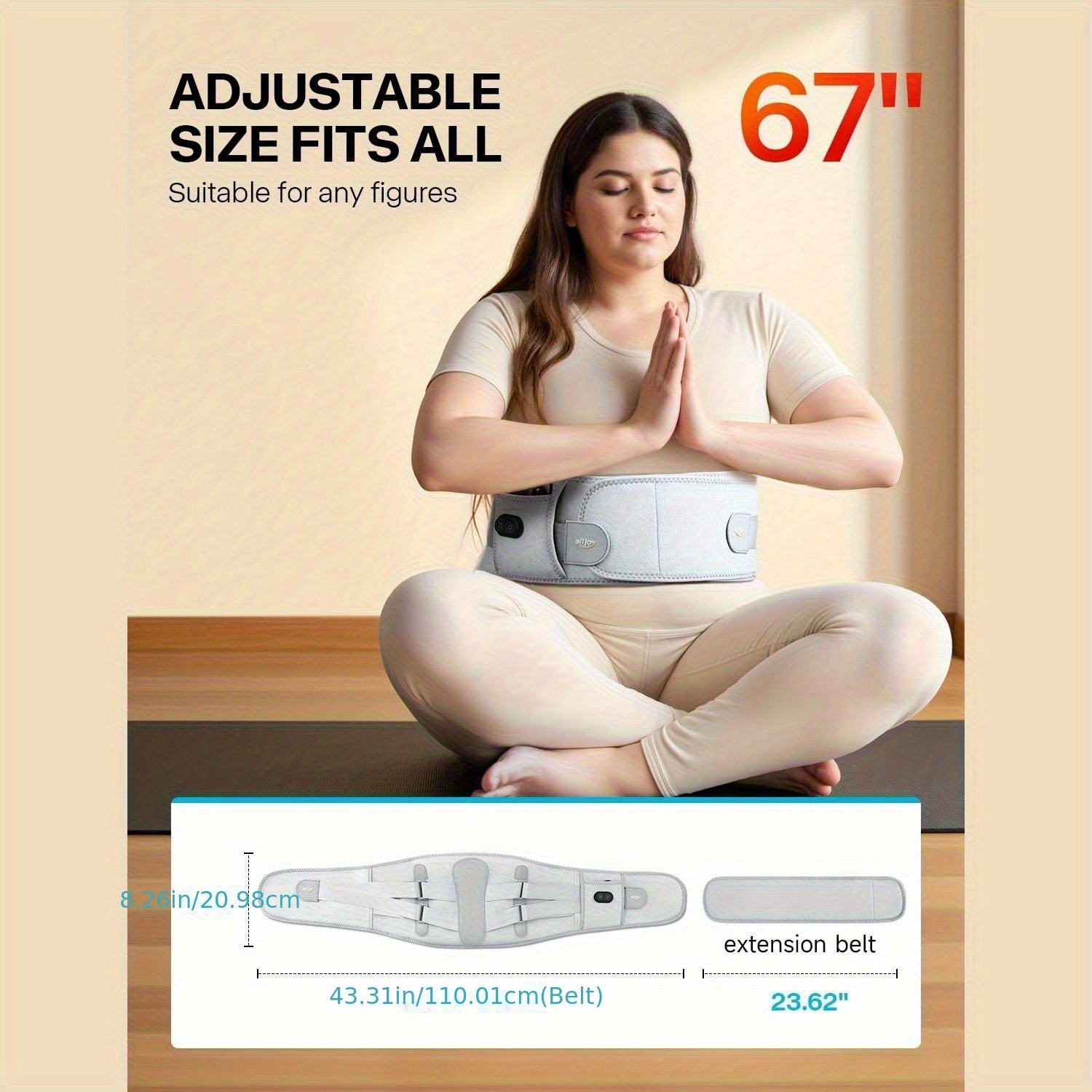 ALLJOY 67" Cordless Pad & Massager with 3 Heat Settings & 3 Vibration Modes, 10000mAh USB-Powered Portable Lower, Ergonomic Design for Mom Women Men Dad - Mother’s Day Gift, Stylish Device, Adjustable Comfort Settings