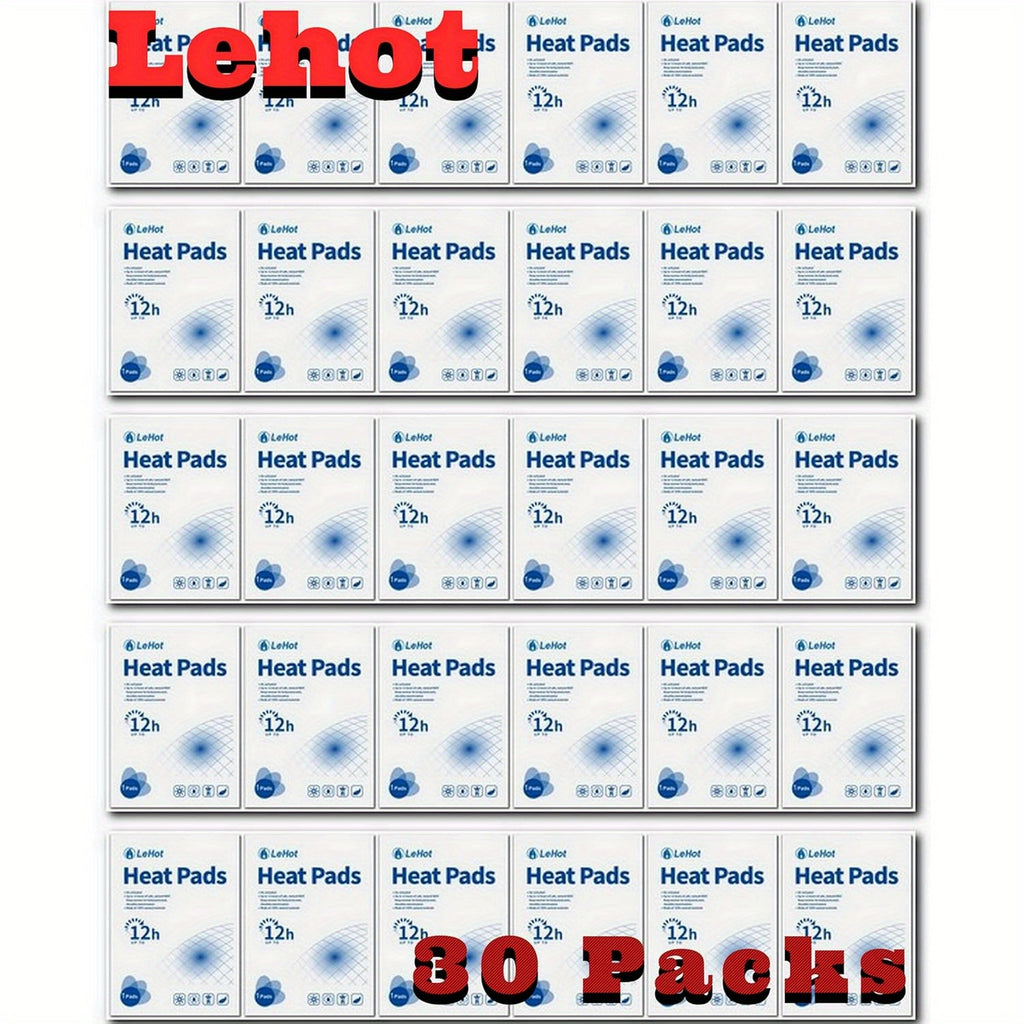 30 Pack Disposable Adhesive Body Warmers Long Lasting Up to 12 Hours, Portable Heating Pads for Outdoor Activities, Skiing Hiking Camping Hunting, Fast Activation Safe Natural Heat Solution Patches, Without Battery